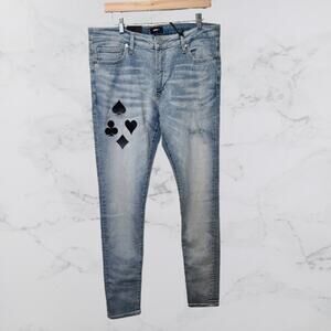 Fashion Nova Men Medium Wash Size 34 Stacked Skinny Fit Poker